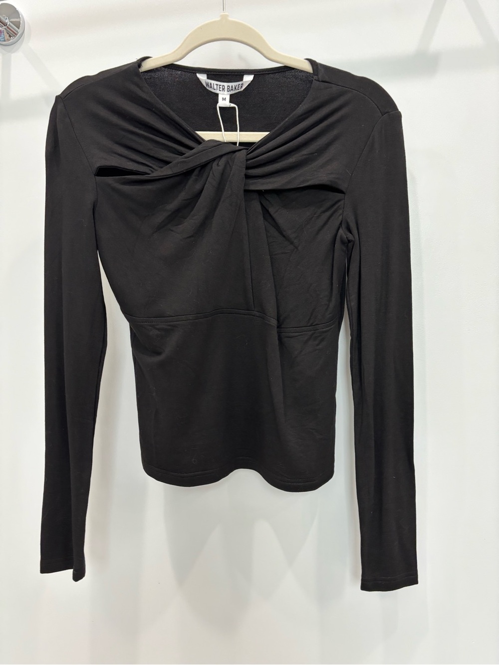 Walter Baker Black Twist-Knot Long Sleeve Top